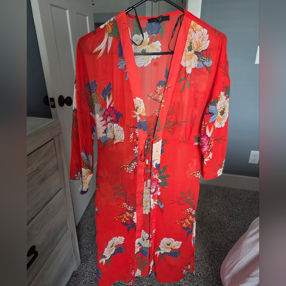 FOREVER21 Floral Chiffon Kimono